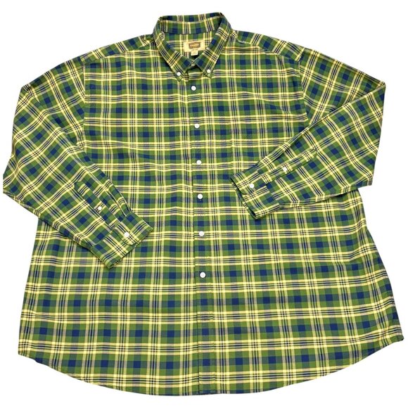 The Foundry Easy Care Green Plaid Button Down Oxford Shirt - Picture 8 of 8